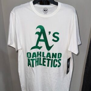 47 White and Green Oakland Athletics Short Sleeve Tee